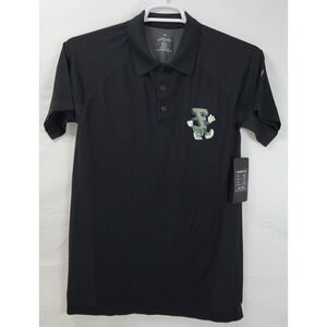 NWT Men's Fabletics The Training Day Polo Shirt Black w/ Tennis Logo - Medium